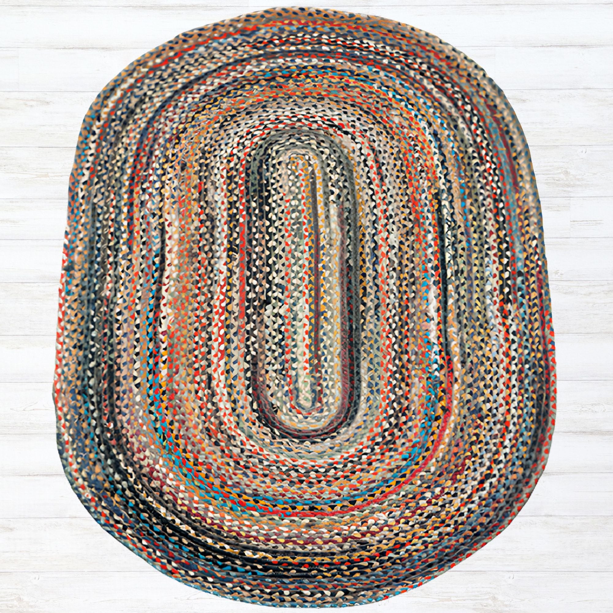 Oval jute rug with rustic farmhouse texture