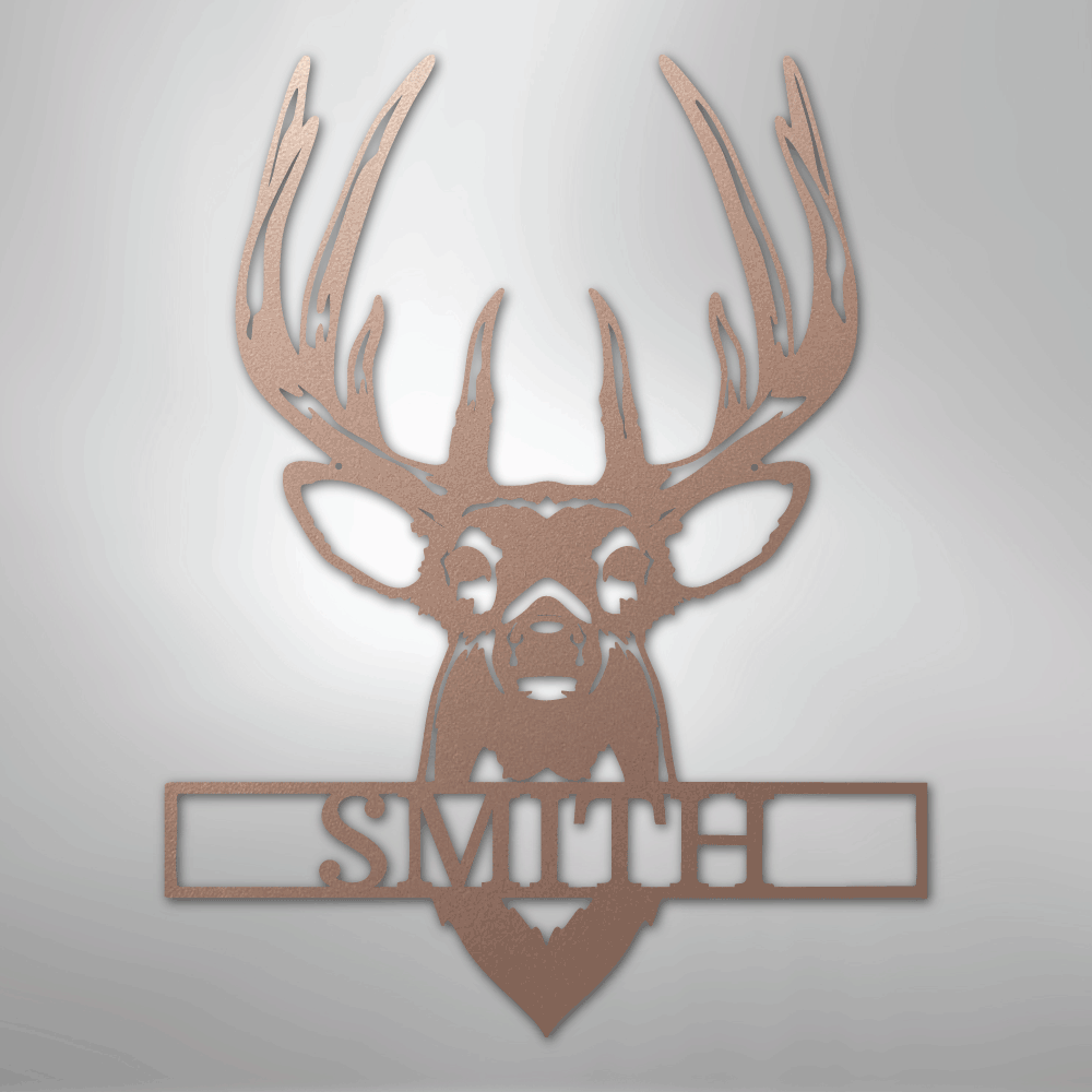 Personalized Buck Deer Mount - Metal Sign rose