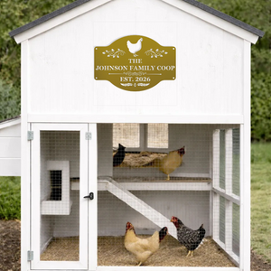 Custom chicken coop name sign for backyard flock and farmhouse garden decor