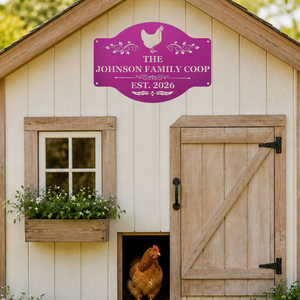 Custom outdoor chicken sign for farmhouse fences, coops, sheds, and barns