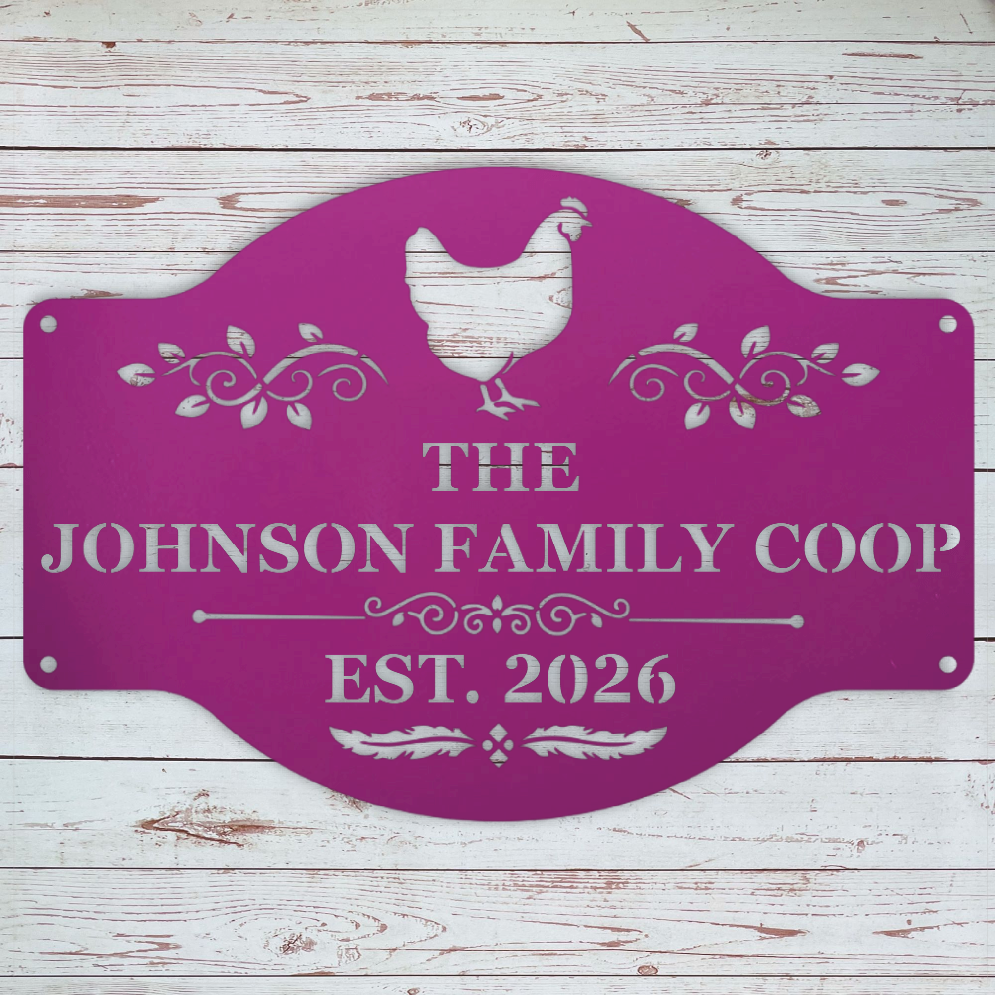 Personalized coop name sign for backyard chickens and rustic country homes