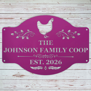 Personalized coop name sign for backyard chickens and rustic country homes