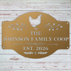 Custom hen house metal sign for backyard chickens and farmhouse coop decor
