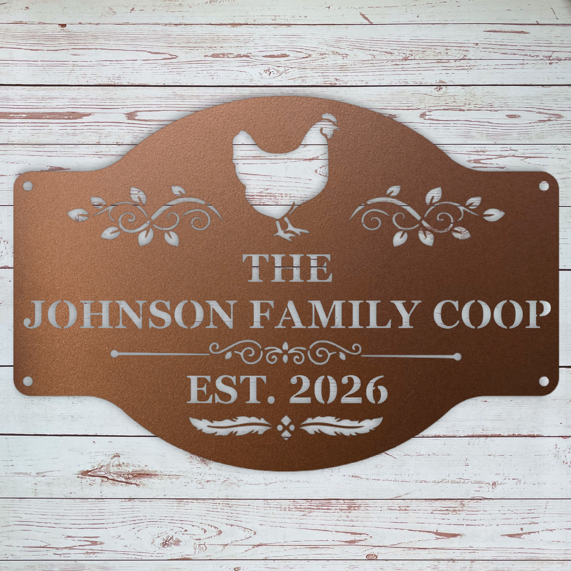 Custom chicken coop name sign made for outdoor farmhouse and backyard chicken decor