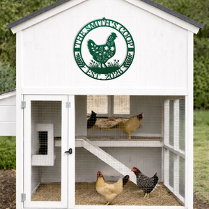 Personalized Chicken Coop Sign Lifestyle Green | Farmhouse World