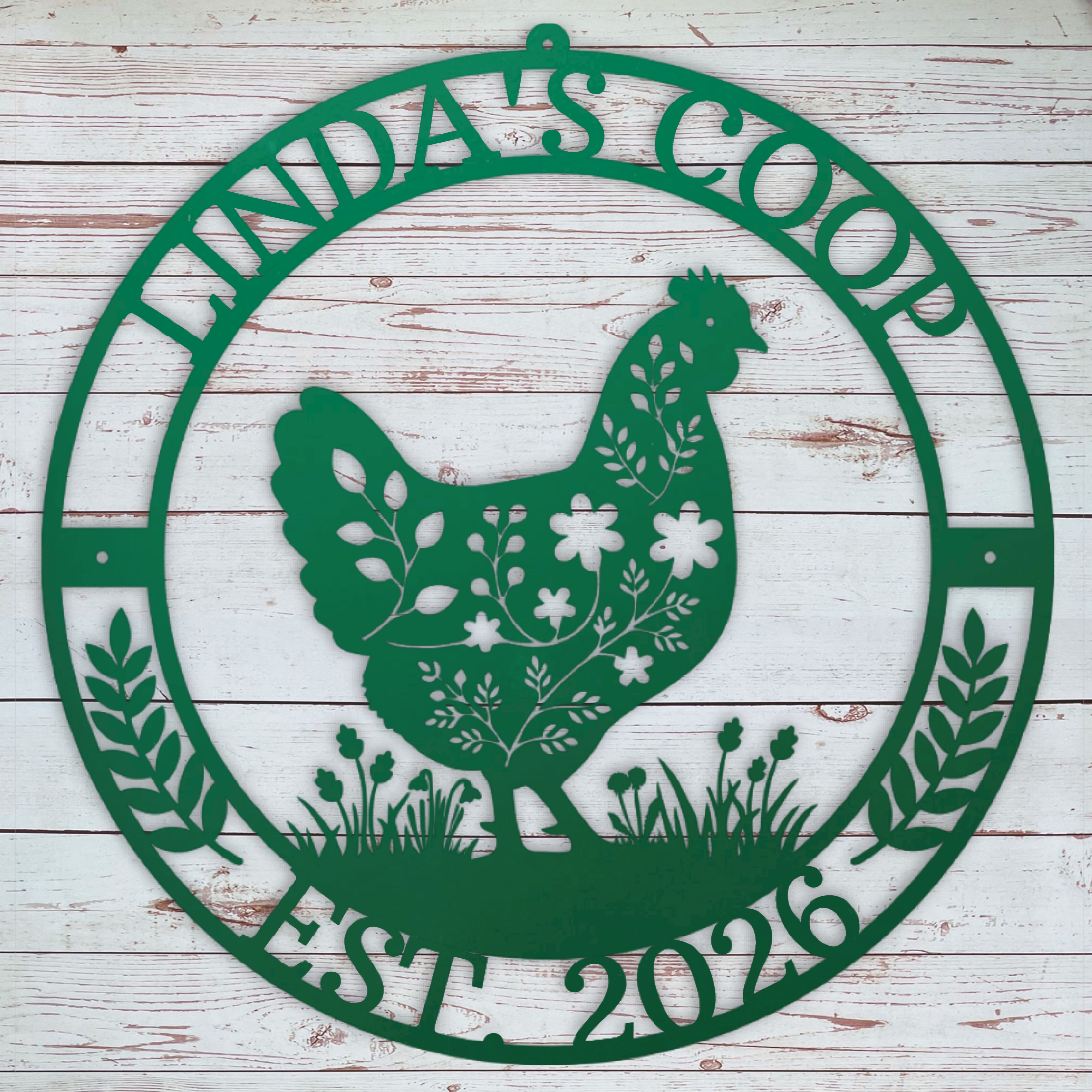 Personalized Chicken Coop Sign Green | Farmhouse World