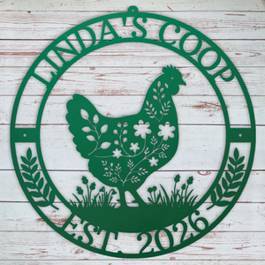 Personalized Chicken Coop Sign Green | Farmhouse World