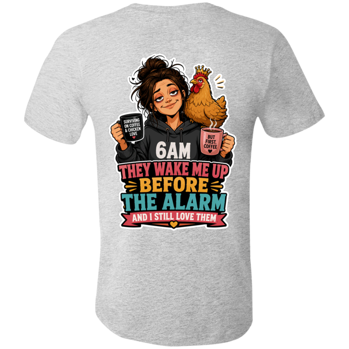 Personalized chicken lover shirt with coffee design