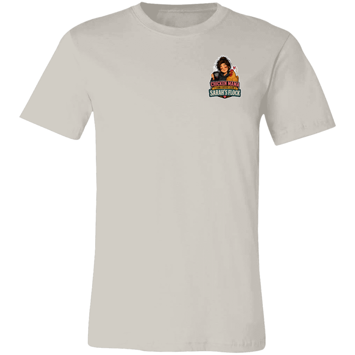 Farmhouse chicken mom t-shirt with woman and chicken