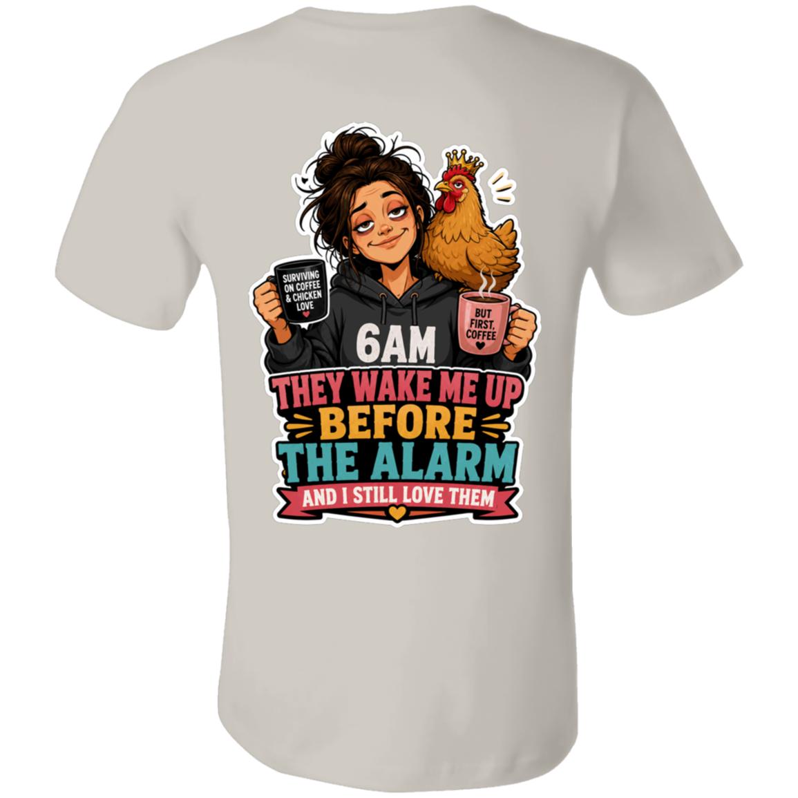 Chicken keeper woman shirt with coffee mugs