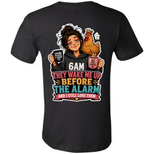 Early morning chicken chores t-shirt for women