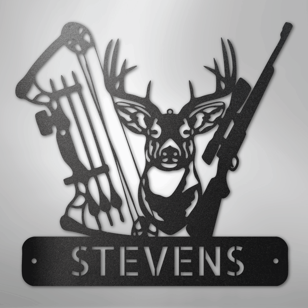 Personalized Deer Hunter Sign Gift Black