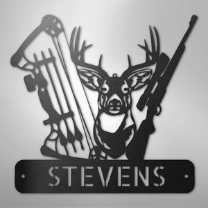 Personalized Deer Hunter Sign Gift Black