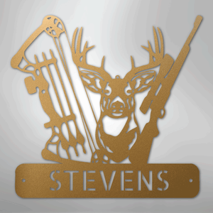 Personalized Deer Hunter Sign Gift Gold