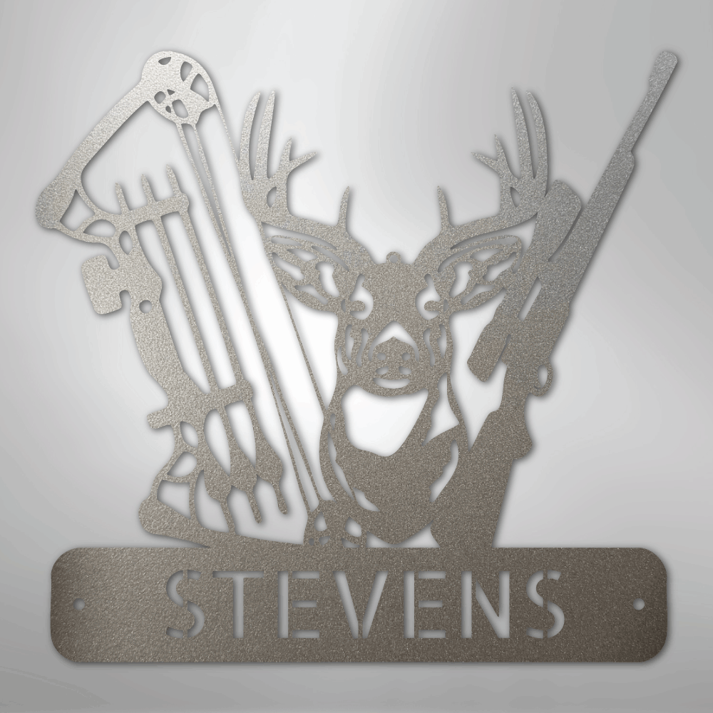 Personalized Deer Hunter Sign Gift Silver
