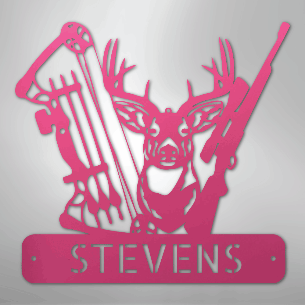 Personalized Deer Hunter Sign Gift for women Pink