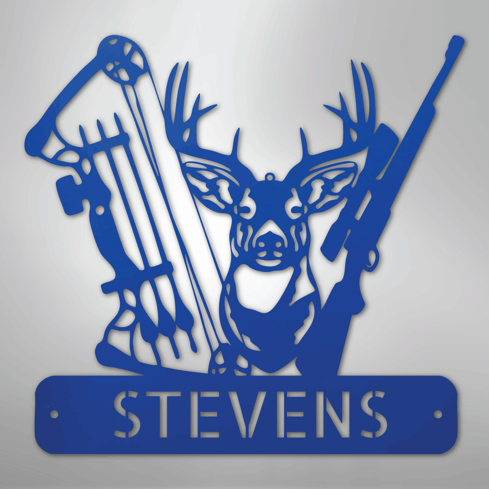 Personalized Deer Hunter Sign Gift Blue