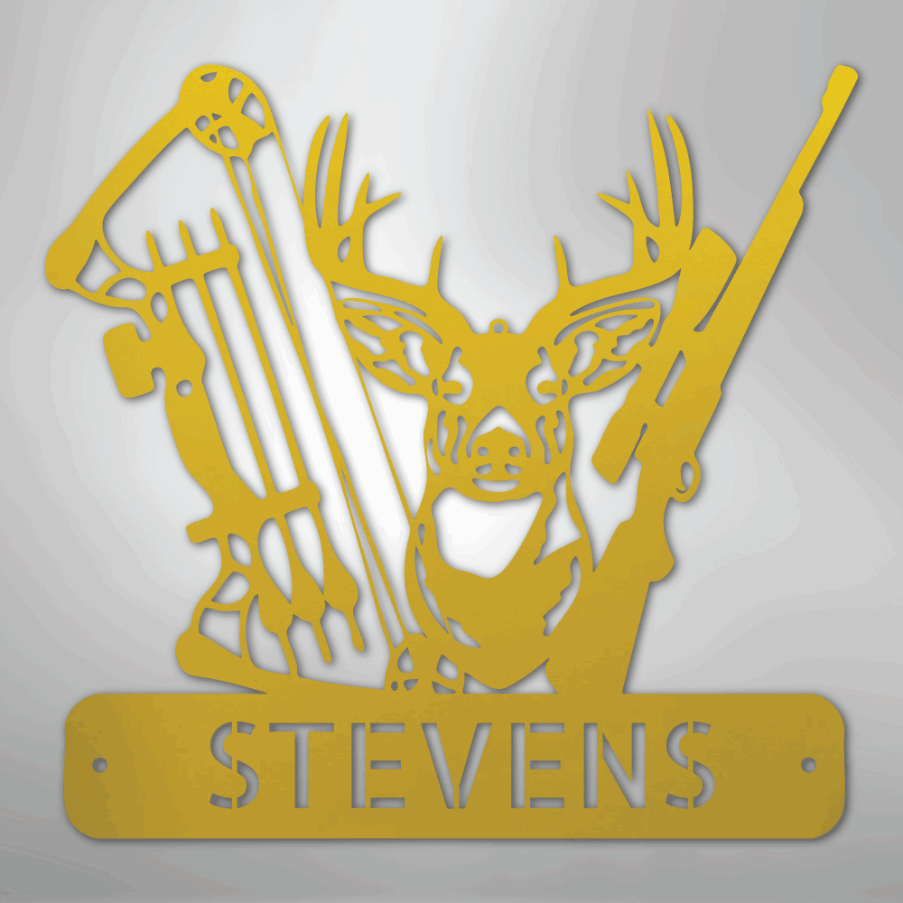 Personalized Deer Hunter Sign Gift Yellow