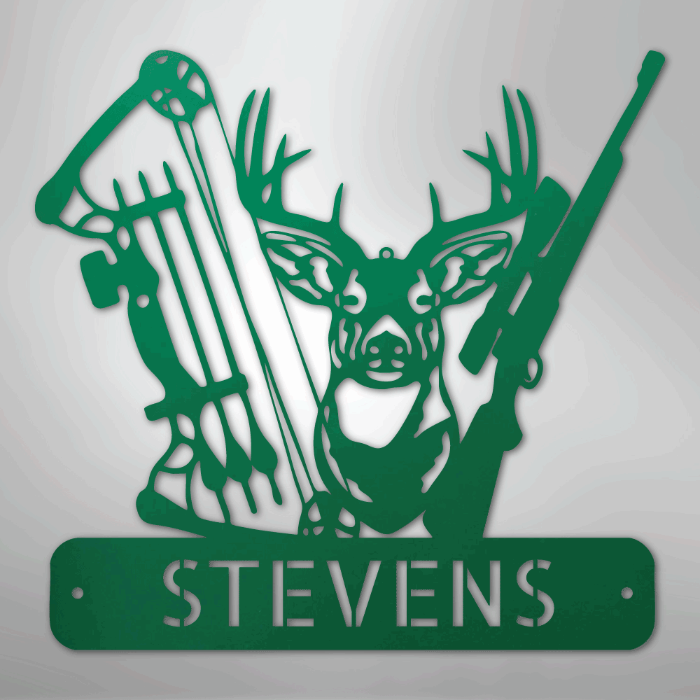 Personalized Deer Hunter Sign Gift Green