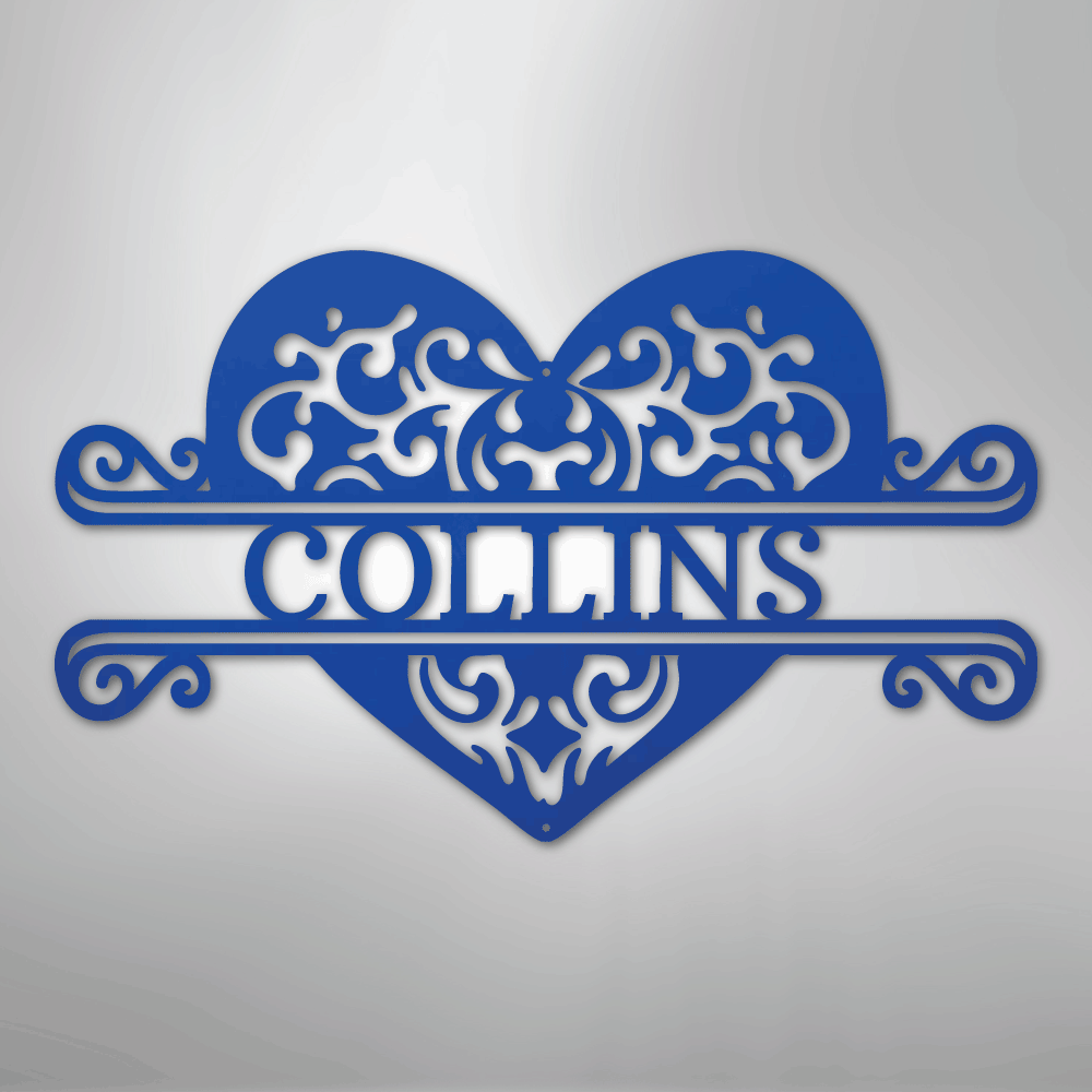 Personalized heart sign on front porch