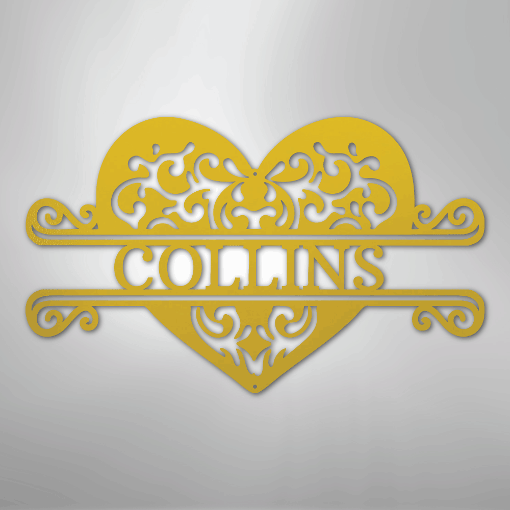 Yellow Rustic heart metal wall decor for home