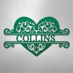 Personalized heart sign wedding or anniversary gift green color