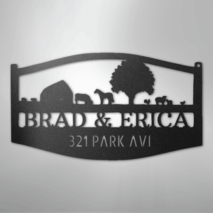 Personalized Farm Scene Sign Black