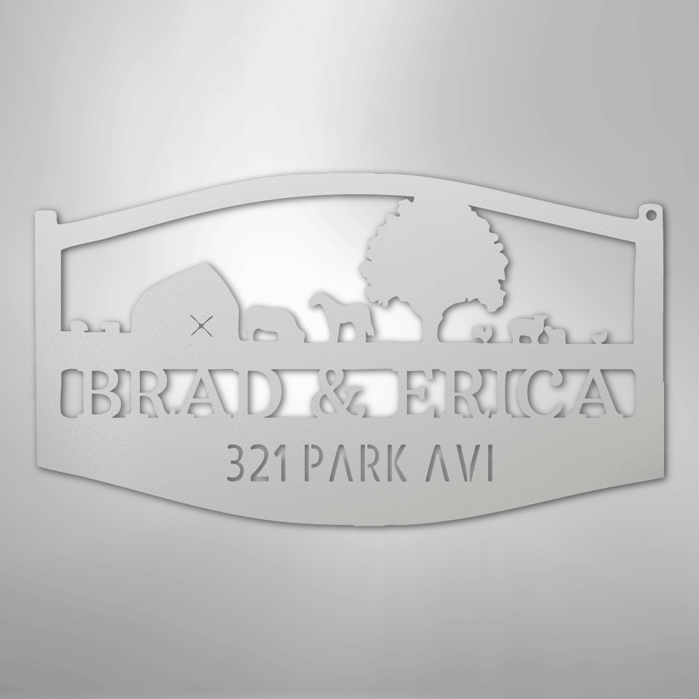 Personalized Farm Scene Sign White