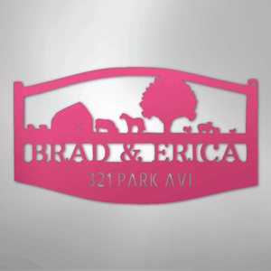 Personalized Farm Scene Sign Pink