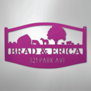 Personalized Farm Scene Sign Purple