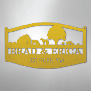 Personalized Farm Scene Sign Yellow