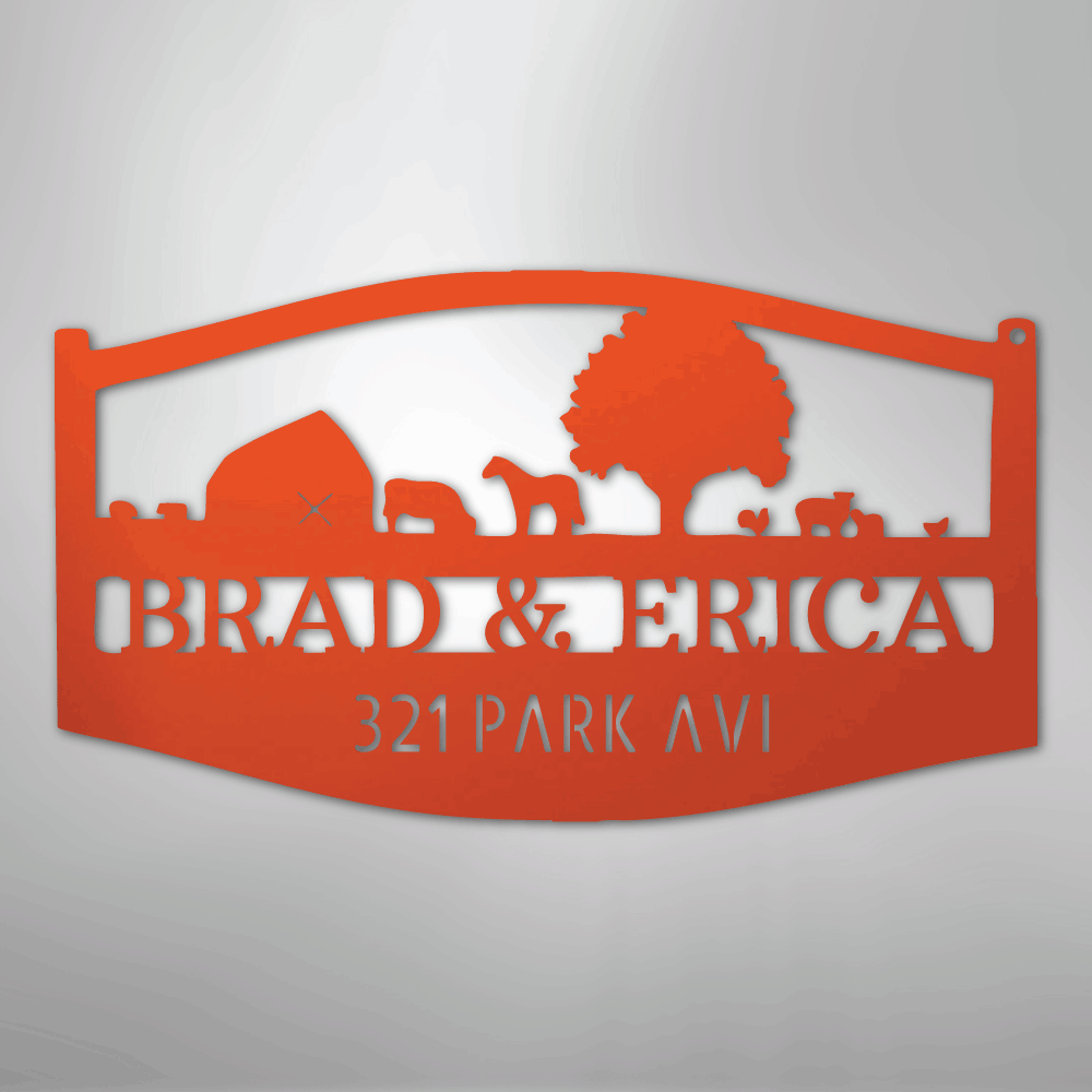 Personalized Farm Scene Sign Orange