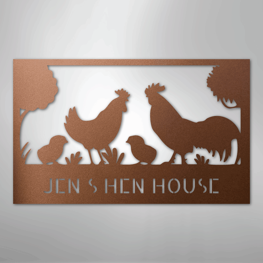 Personalized Hen House Sign copper