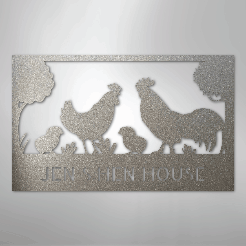 Personalized Hen House Sign silver