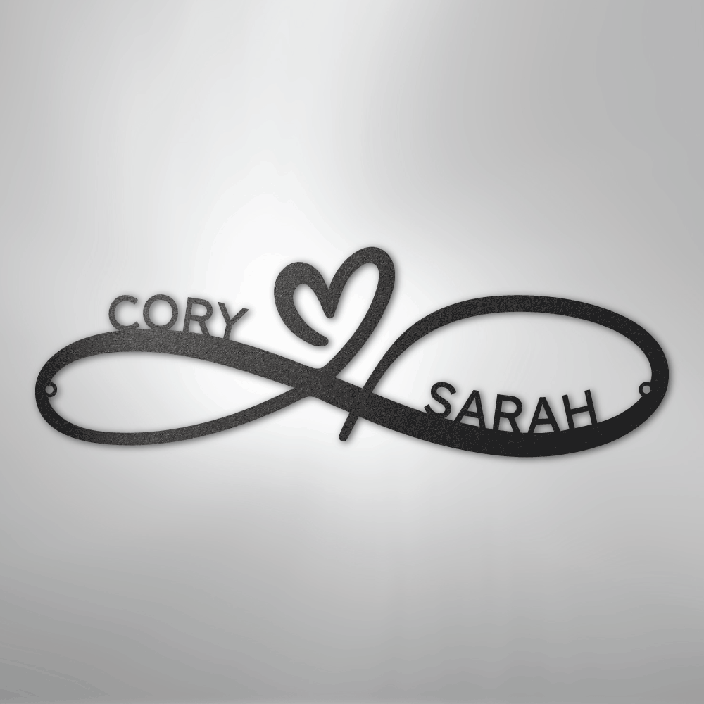 Personalized Infinity Heart Metal Sign black  