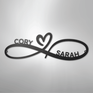 Personalized Infinity Heart Metal Sign black  