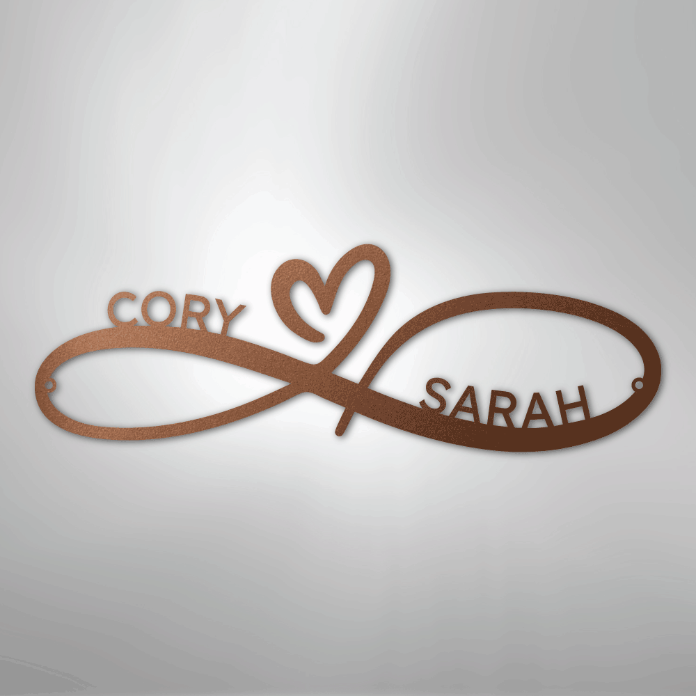 Personalized Infinity Heart Metal Sign copper