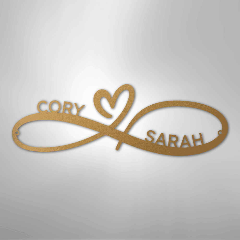 Personalized Infinity Heart Metal Sign copper