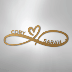 Personalized Infinity Heart Metal Sign copper