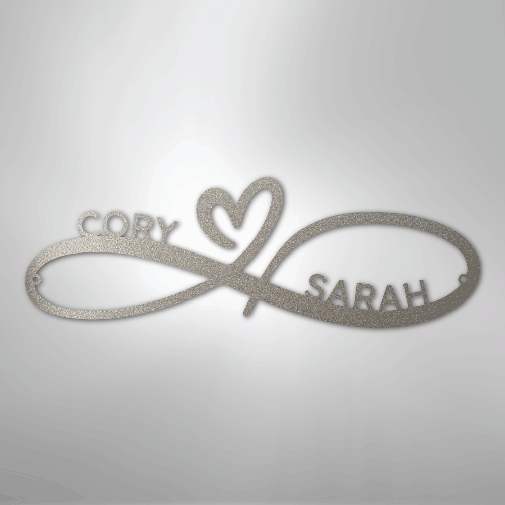 Personalized Infinity Heart Metal Sign silver