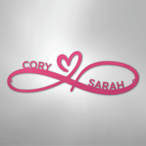 Personalized Infinity Heart Metal Sign pink