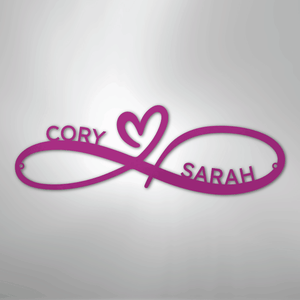 Personalized Infinity Heart Metal Sign purple