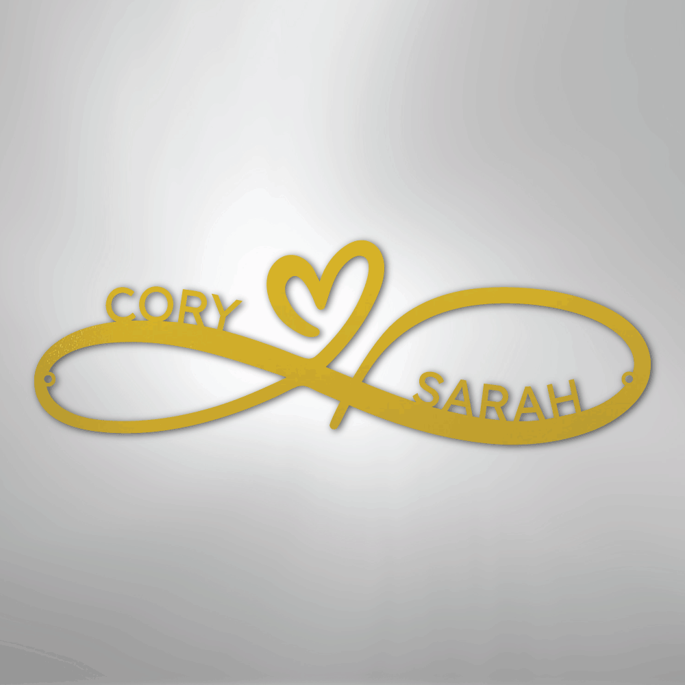 Personalized Infinity Heart Metal Sign yellow
