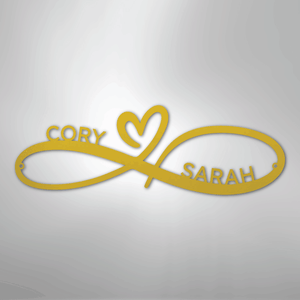 Personalized Infinity Heart Metal Sign yellow