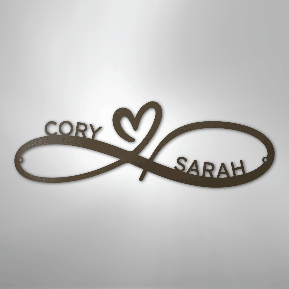 Personalized Infinity Heart Metal Sign brown