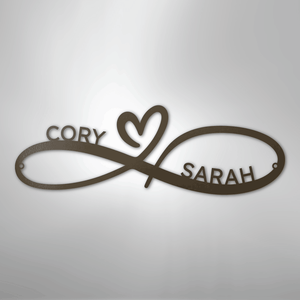 Personalized Infinity Heart Metal Sign brown