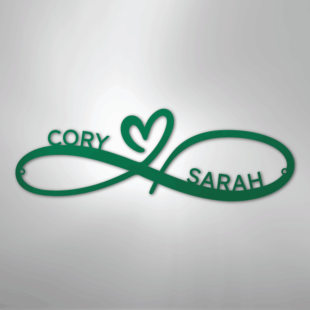 Personalized Infinity Heart Metal Sign green