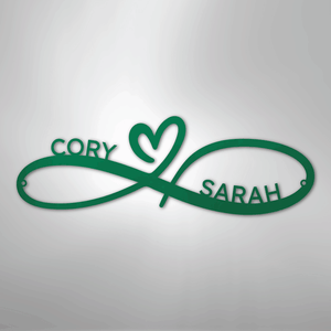Personalized Infinity Heart Metal Sign green