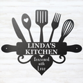 Personalized kitchen sign with custom name and Seasoned with Love design