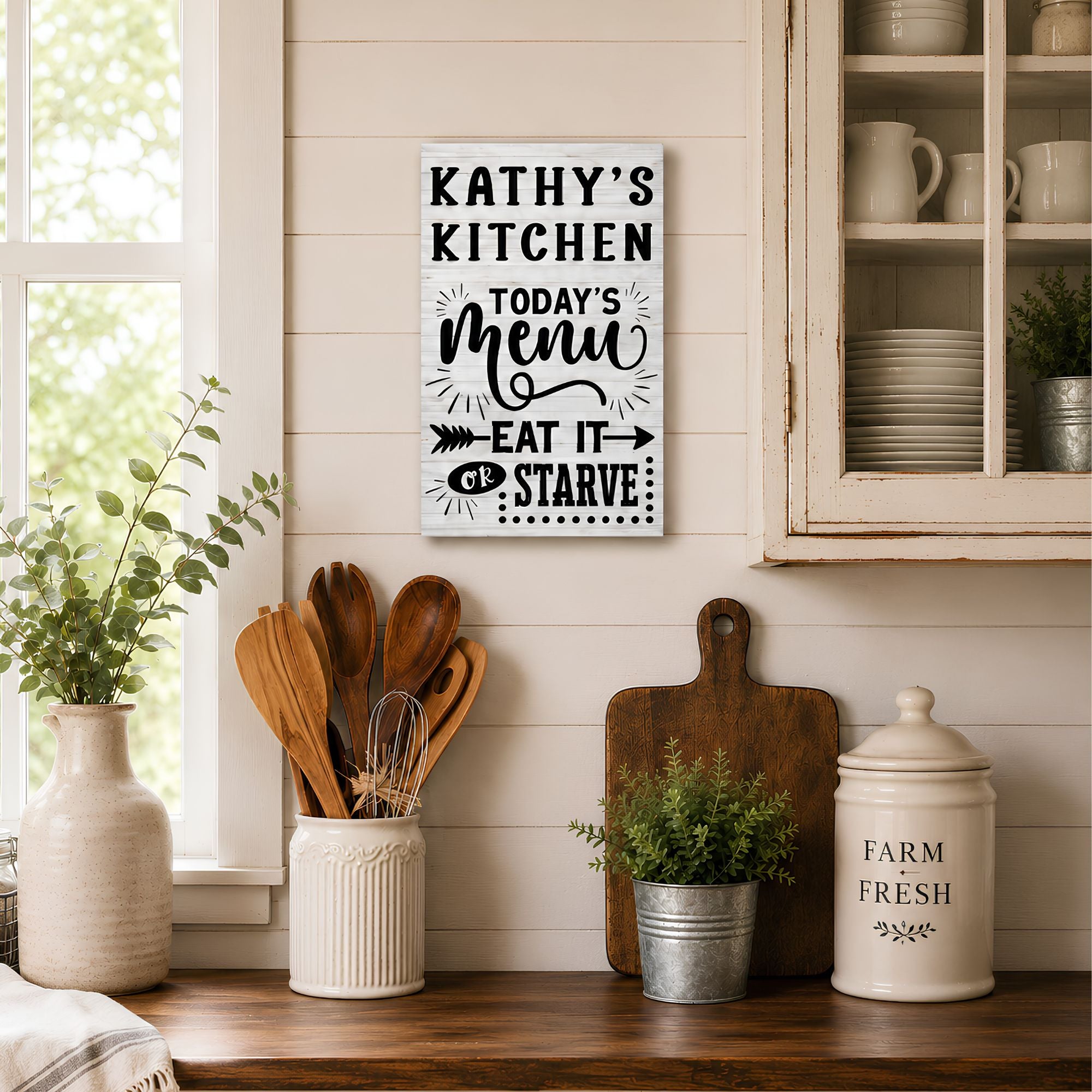 Personalized Kitchen Sign - Eat it or Starve | Farmhouse World